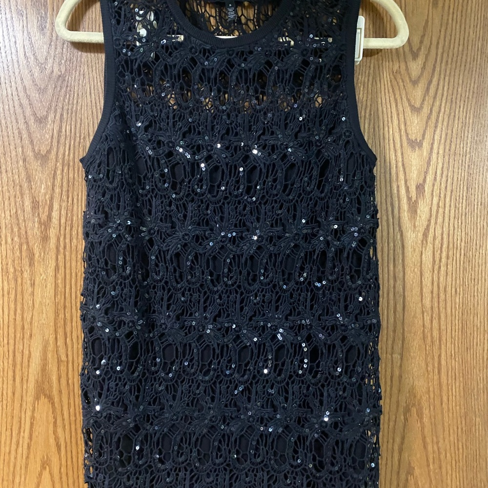 White House Black Market Black Sequin Top